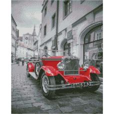 Алмазна картина Strateg ПРЕМІУМ Червоне авто розміром 40х50 см FA40904