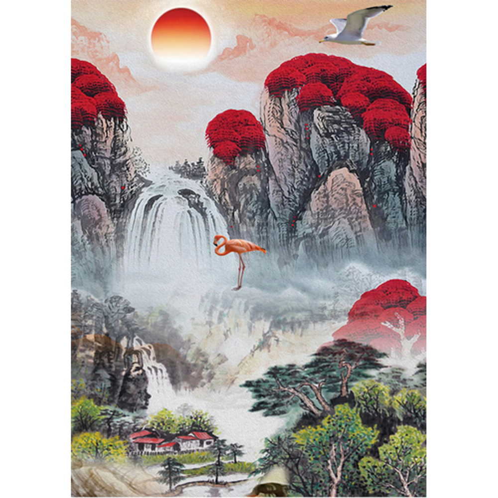 Фото, Відеоогляди алмазна мозаїка strateg преміум китайський краєвид шань-шуй без підрамника розміром 30х40 см  (jsdf81912)