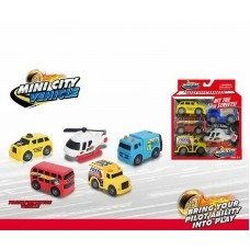 Набір машин MY101 (48/2) 5штук, таксі, сміттєвоз, автобус, літак, поштова машина, в коробці