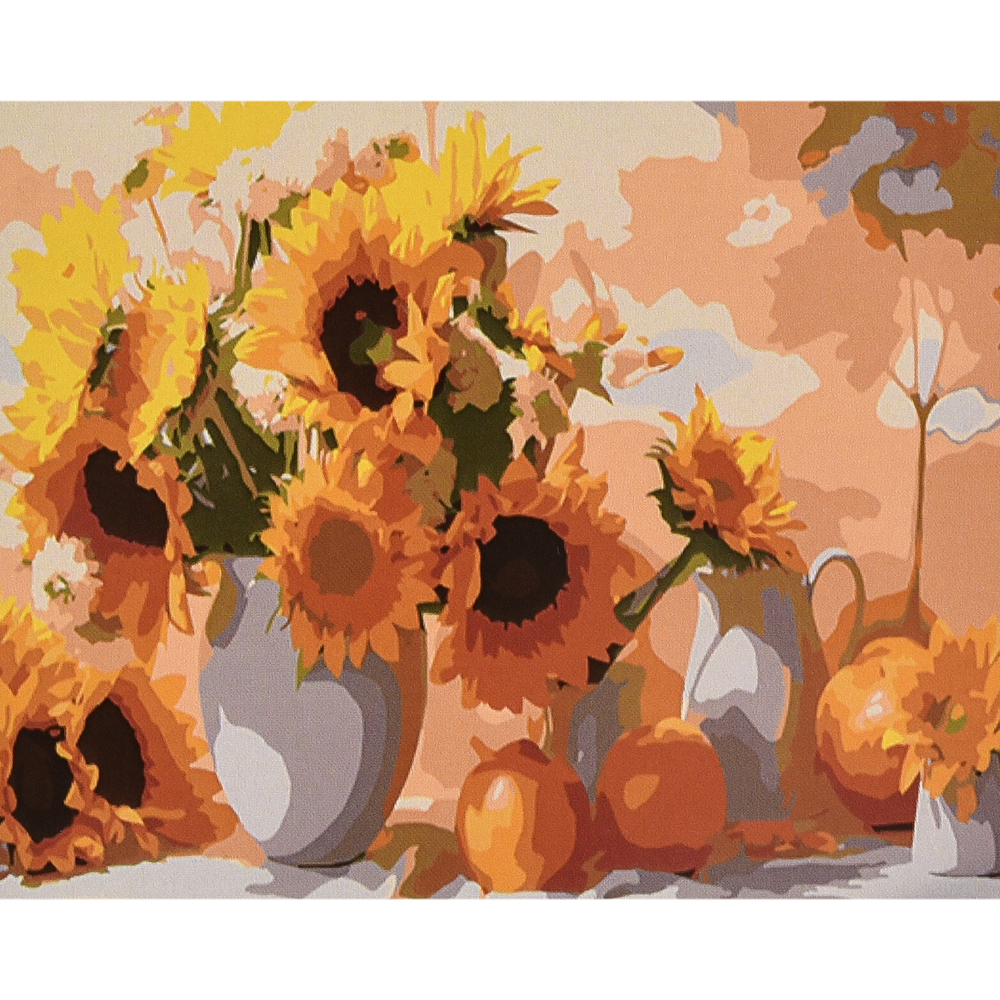 Фото, Відеоогляди картина за номерами strateg преміум соняшниковий спокій з лаком та рівнем розміром 40х50 см (va-4611)