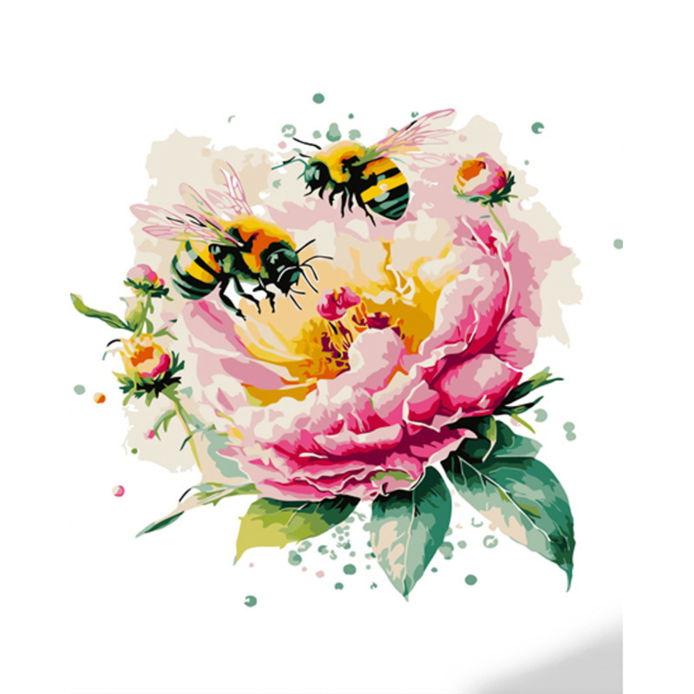 Фото, Видеообзоры картина за номерами strateg преміум працюючі бджілки з лаком та з рівнем розміром 40х50 см (gs1364)