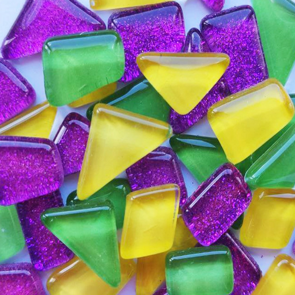 Фото, Відеоогляди скляна мозаїка «mosaaro. mosaic mix: green, yellow, glitter purple» ma5002