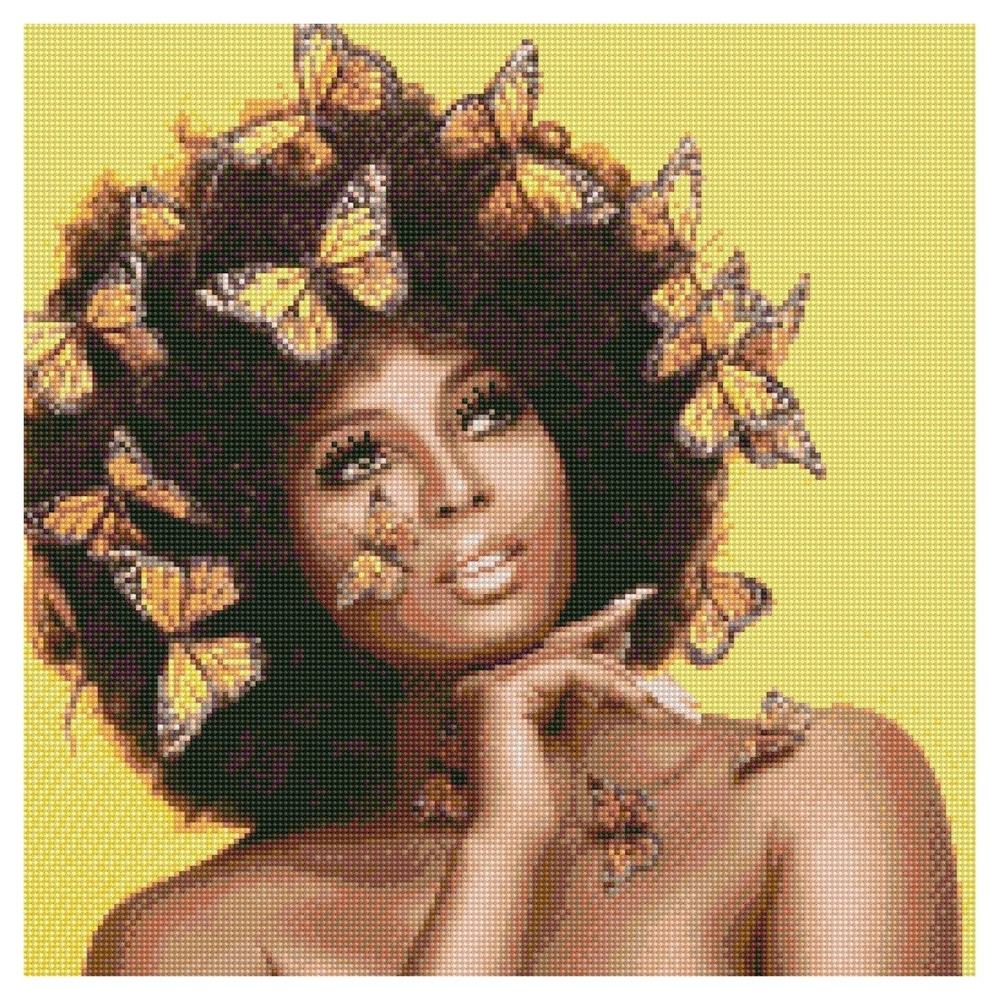 Фото, Видеообзоры алмазна мозаїка strateg преміум красуня з метеликами 50х50 см ga0003