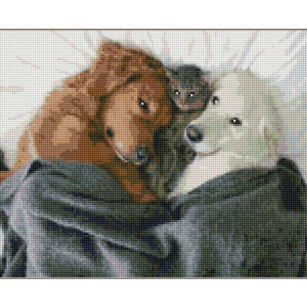 Фото, Видеообзоры алмазна мозаїка strateg преміум вусата сімейка розміром 30х40 см (kb107)