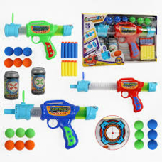 Пістолет 2022-065 (60/2) помповий, 10мяких патронів, 6 мяких кульок для стрільби, картонна та 2 плас