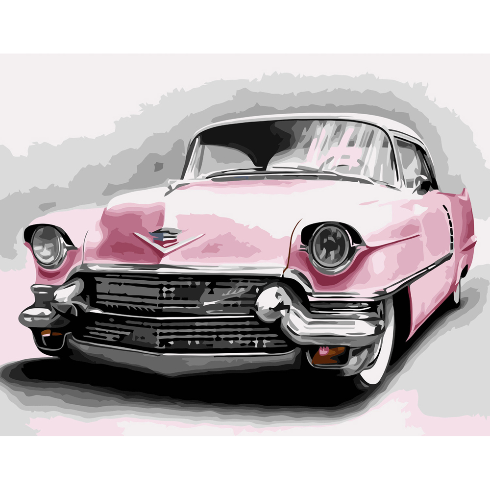 Фото, Видеообзоры картина за номерами strateg преміум рожеве авто з лаком розміром 40х50 см va-3672