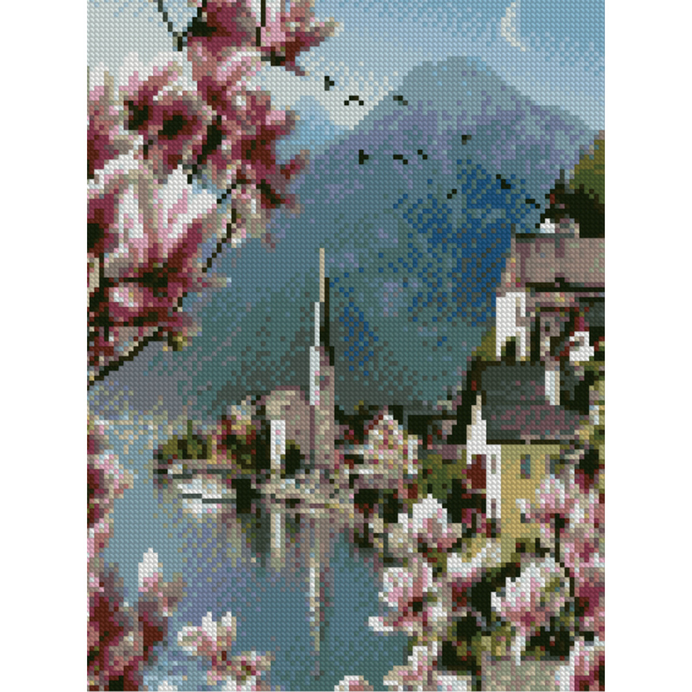 Фото, Відеоогляди алмазна мозаїка strateg преміум сакура на світанку 30х40 см hx062