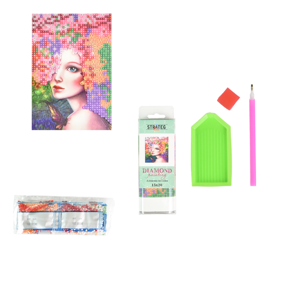 Фото, Відеоогляди алмазна мозаїка strateg преміум квітуча красуня без підрамника розміром 10х15 см (yab12082)