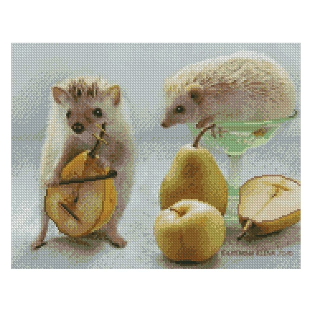 Фото, Видеообзоры алмазна мозаїка strateg преміум їжачки з фруктами 40х50 см fa40830