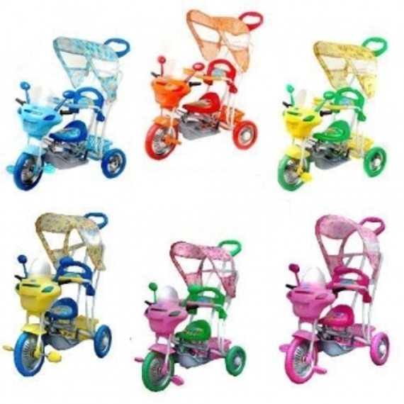Велосипед B 3-9 A  (3шт) три колеса качалка крыша ручка, колесо резина