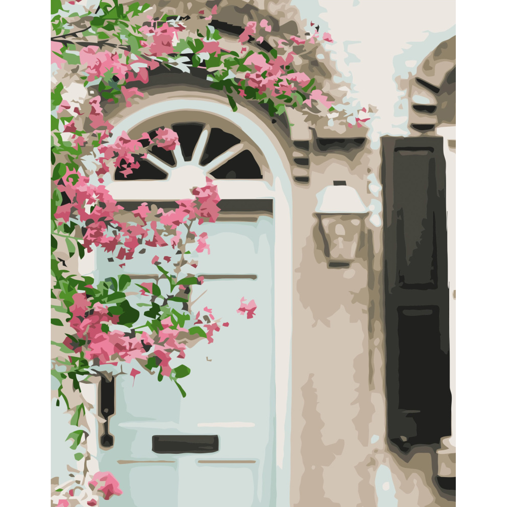 Фото, Видеообзоры картина за номерами strateg преміум квітучий вхід у дім з лаком розміром 40х50 см va-3384