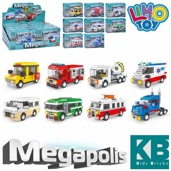 Конструктор КВ4006 (64шт) спецтранспорт, від 92 до102дет, 8шт(8видів), в дисплеї