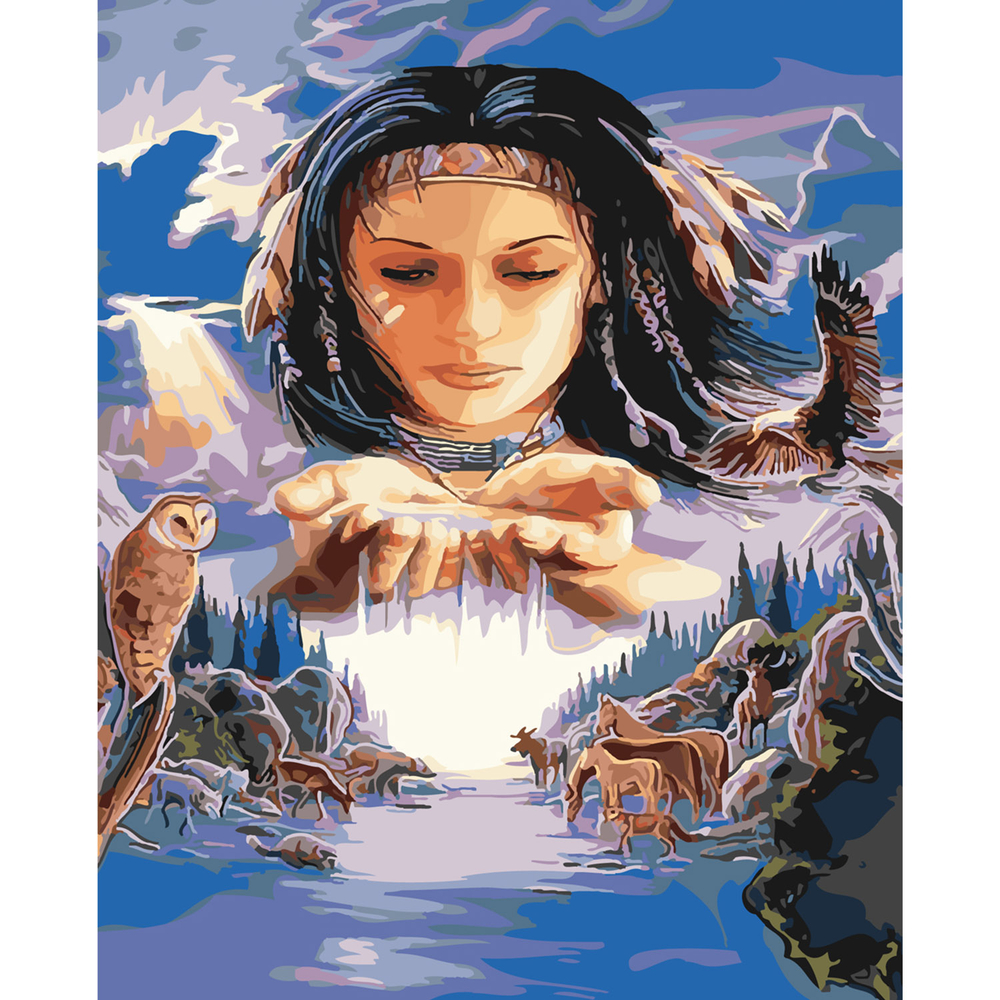 Фото, Відеоогляди картина за номерами strateg преміум індіанська магія з лаком розміром 40х50 см sy6192