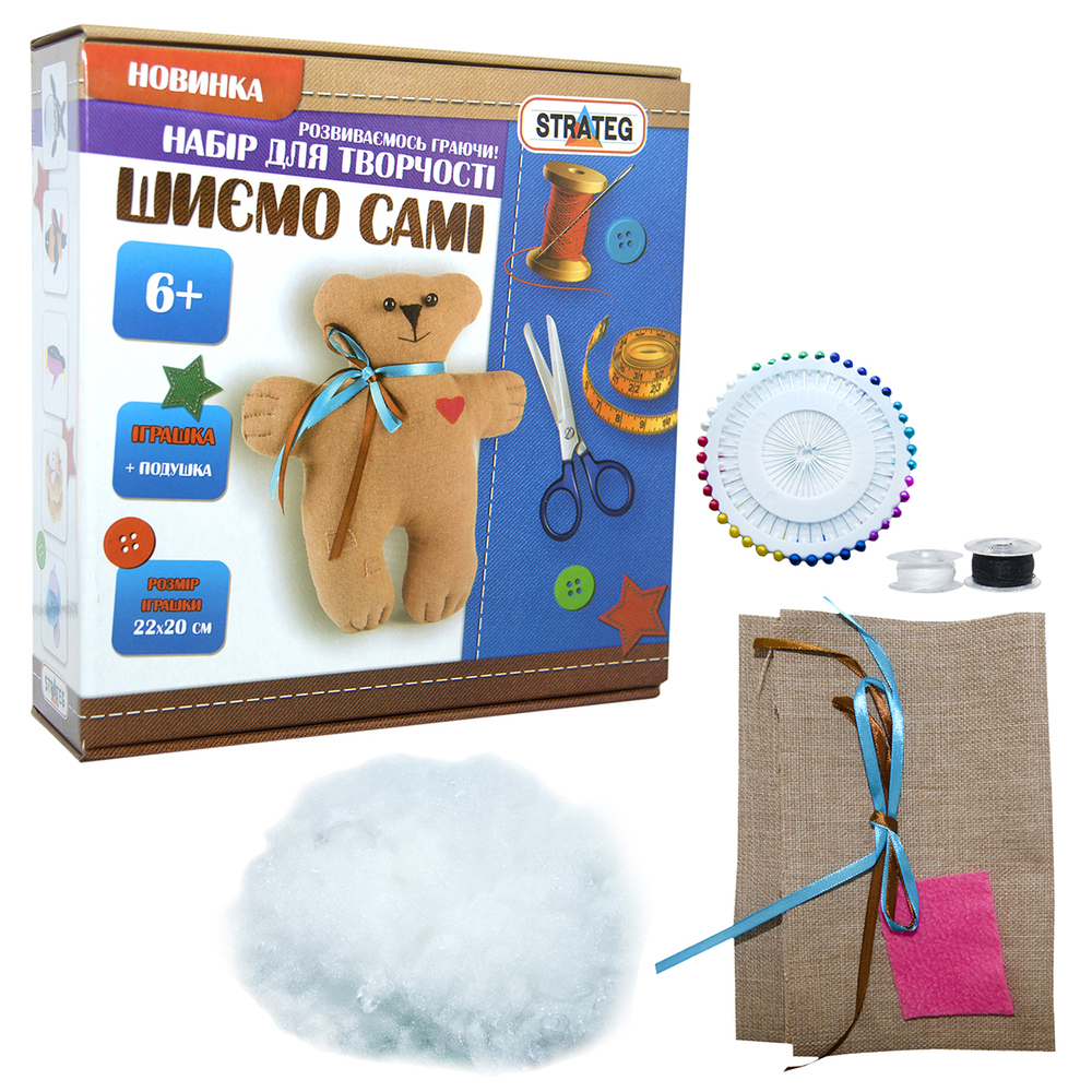 Фото, Відеоогляди набір для творчості strateg шиємо самі ведмедик українською мовою і-03
