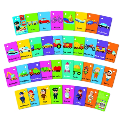 Фото, Відеоогляди гра розвиваюча картки на кільці. англійська. «транспорт та професії» vladi toys vt5000-16