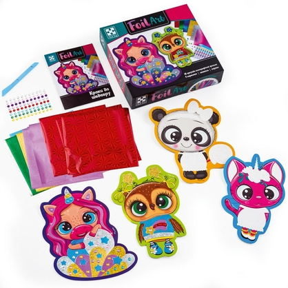 Фото, Відеоогляди набір для творчості зі стразами та фольгою «foil art. чарівні тваринки» vladi toys vt4433-10