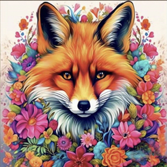 Алмазна мозаїка Strateg ПРЕМІУМ  Яскрава лисичка розміром 30х30 см  (ME13832)