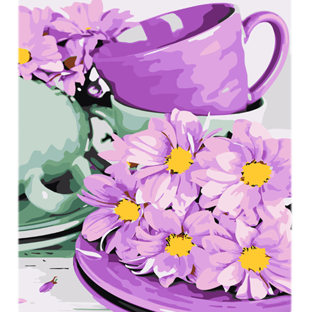 Фото, Відеоогляди картина за номерами strateg преміум квітковий напій натхнення з лаком та з рівнем розміром 30х40 см (ly27)