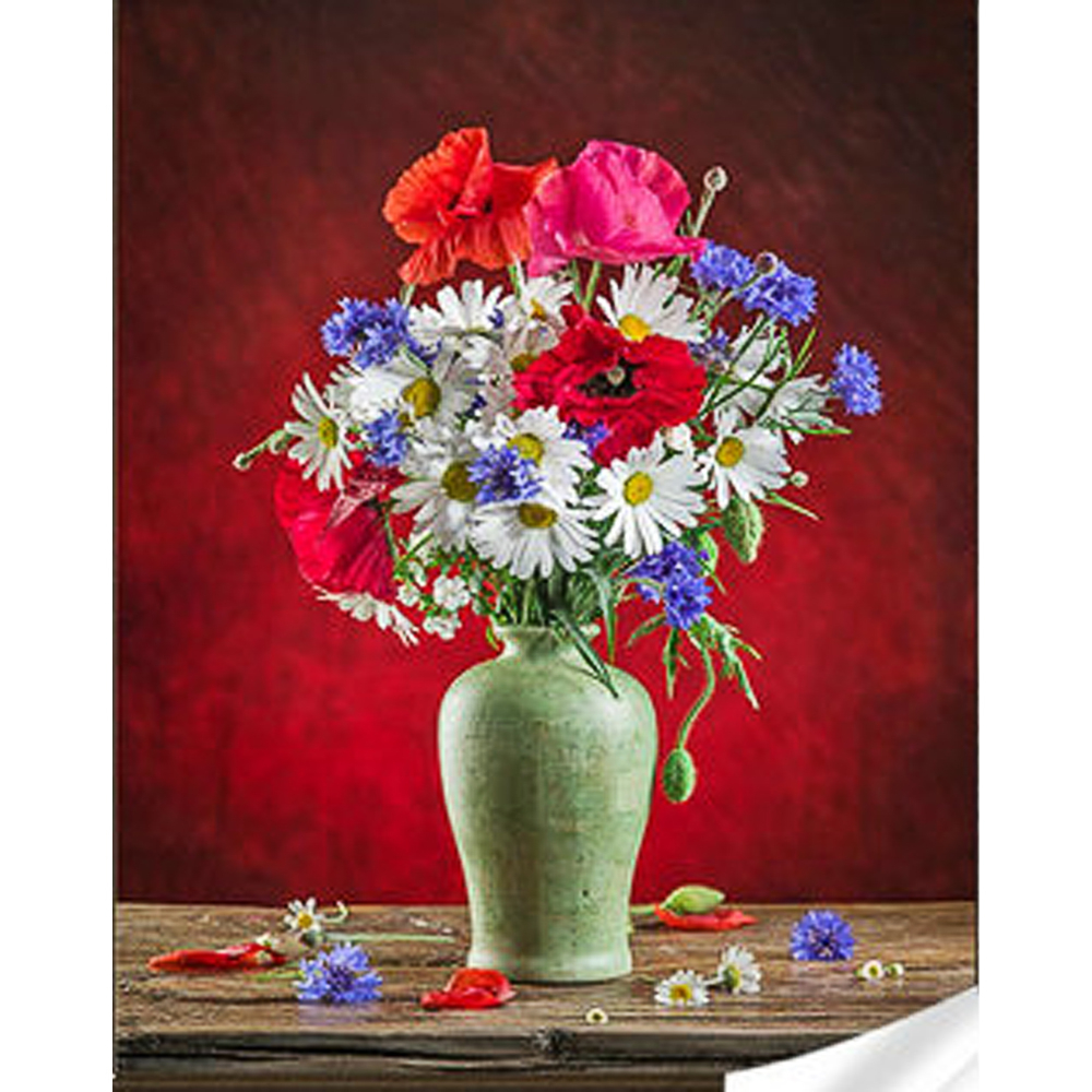 Фото, Відеоогляди алмазна мозаїка strateg преміум яскравий букет розміром 30х40 см (gm86867)