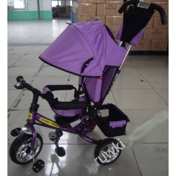 Велосипед трьохколісний BT-CT-0003 фіолетовий ручка,крыша,перед.кол.11