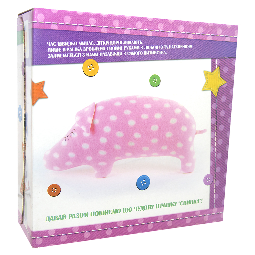 Фото, Відеоогляди набір для творчості strateg шиємо самі свинка українською мовою (іп-07)