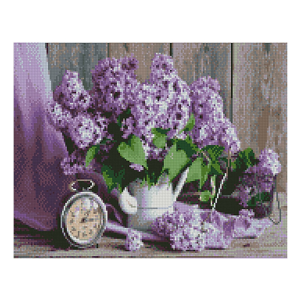 Фото, Видеообзоры алмазна мозаїка strateg преміум бузковий букет 40х50 см fa40642