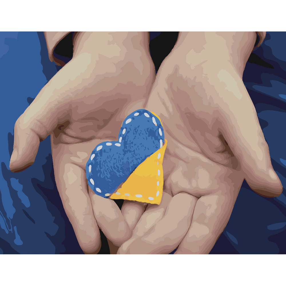 Фото, Видеообзоры картина за номерами strateg преміум серце україни з лаком розміром 40х50 см (sy6541)