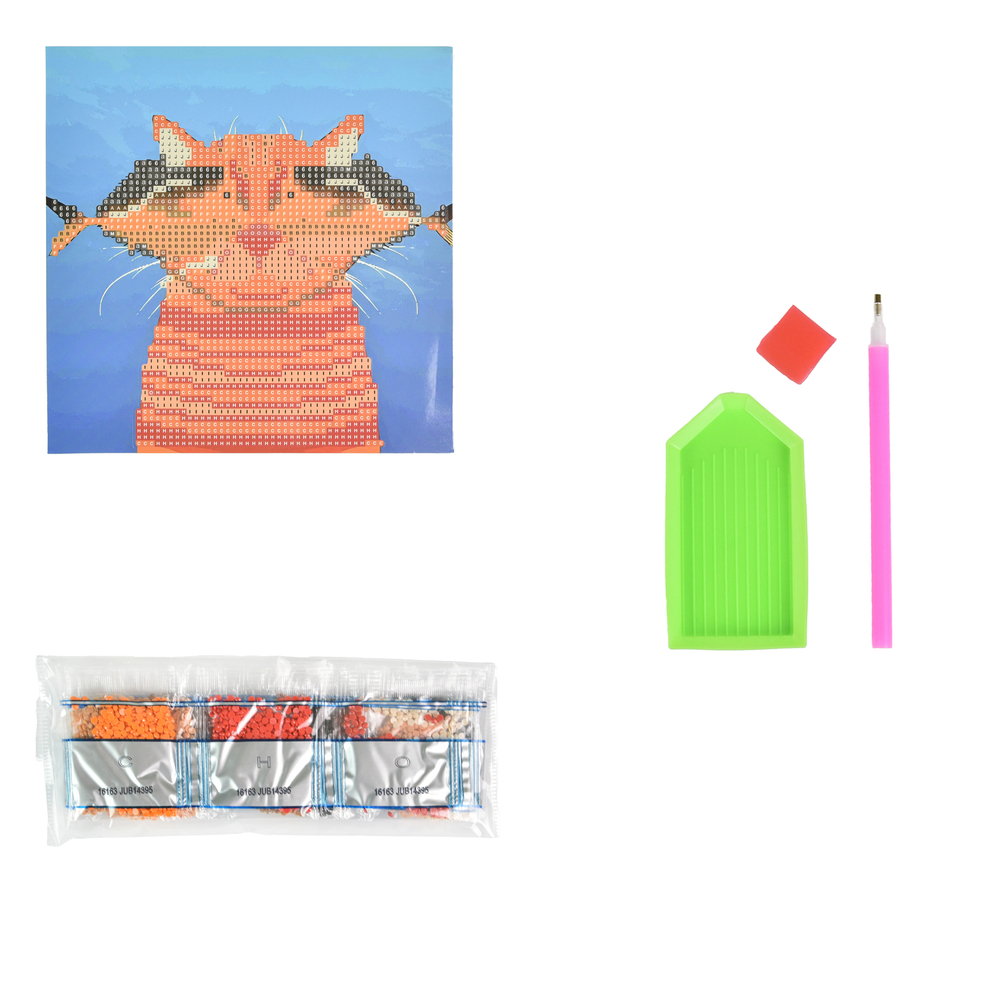 Фото, Відеоогляди алмазна мозаїка strateg преміум кіт та улов на паперовій основі розміром 18х18 см (jub14395)