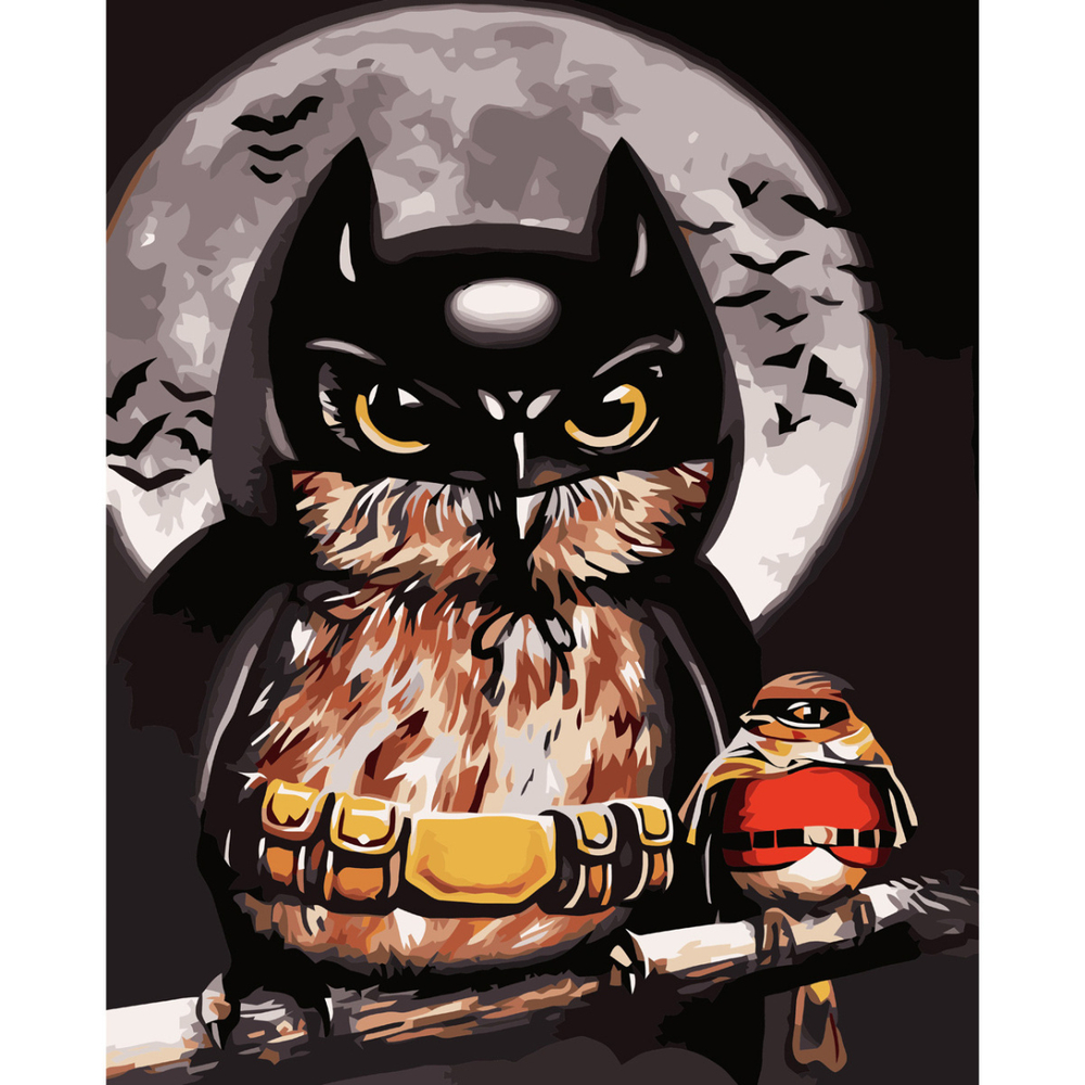 Фото, Видеообзоры картина за номерами strateg преміум сова-бетмен з лаком розміром 40х50 см va-3689