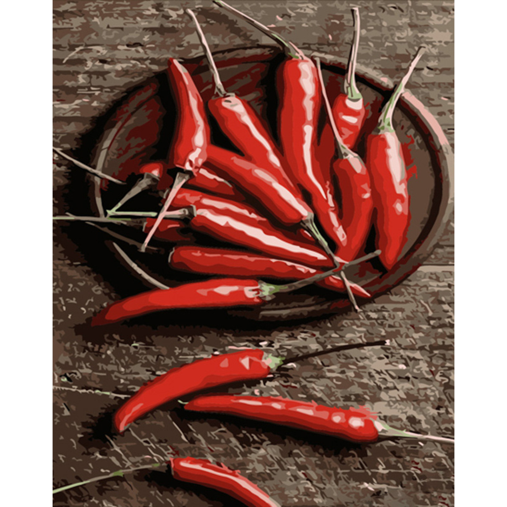 Фото, Видеообзоры картина за номерами strateg преміум перець чилі з лаком розміром 40х50 см (dy393)