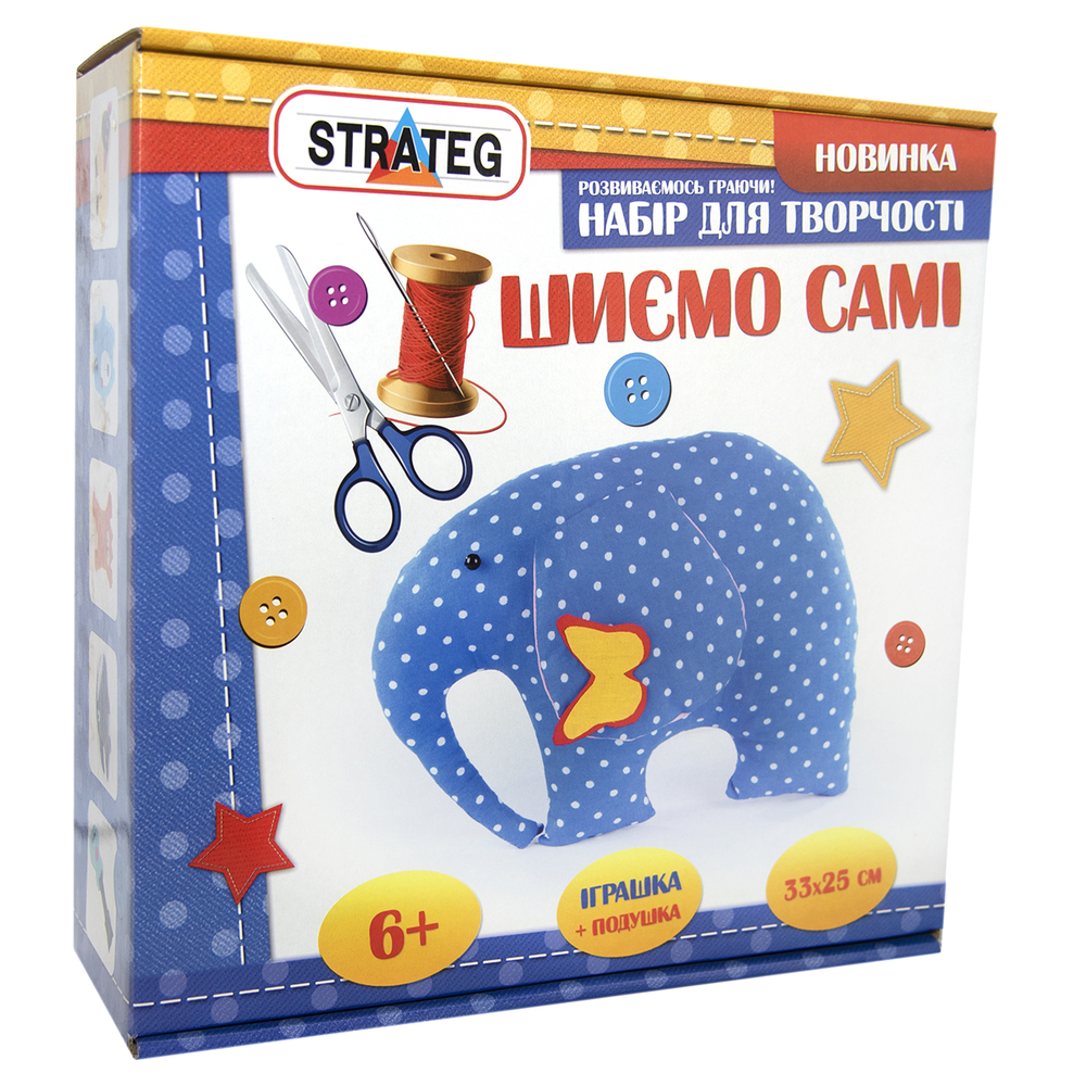 Фото, Відеоогляди набір для творчості strateg шиємо самі слонік українською мовою (іп-03)