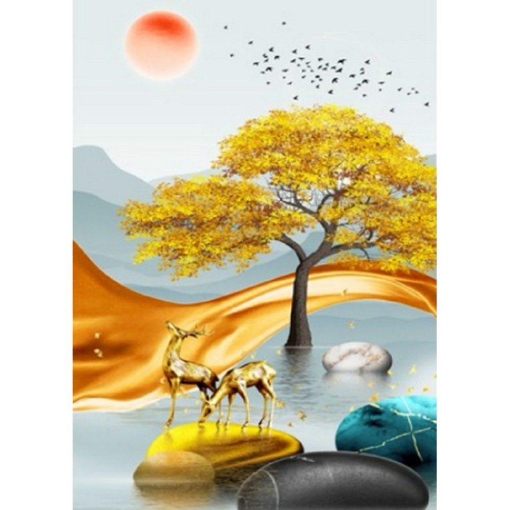 Фото, Видеообзоры алмазна мозаїка strateg преміум золоті олені без підрамника розміром 30х40 см  (jsdf82144)