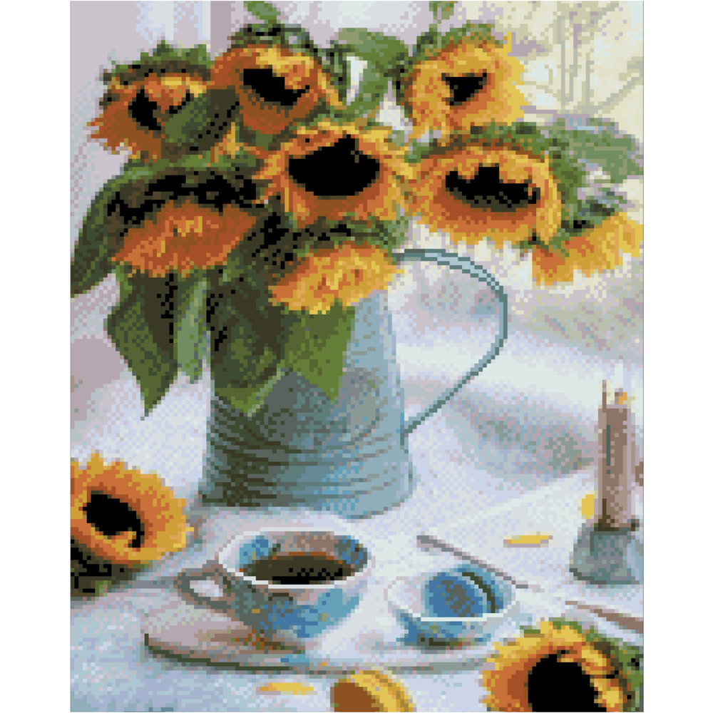 Фото, Видеообзоры алмазна картина strateg преміум соняшники у глечику розміром 40х50 см fa40863