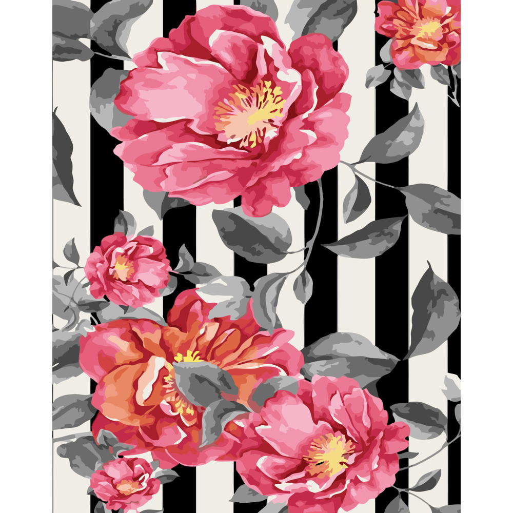 Фото, Видеообзоры картина за номерами strateg преміум квіти у полосах з лаком розміром 40х50 см (sy6799)