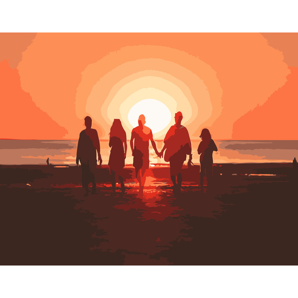 Фото, Видеообзоры картина за номерами strateg преміум друзі на побережжі розміром 40х50 см (dy076)