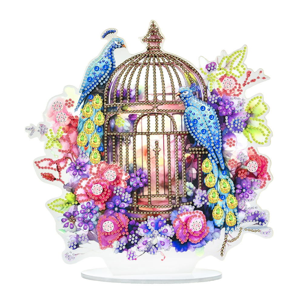 Фото, Відеоогляди алмазна мозаїка strateg преміум золота клітка на підставці розміром 25х25 см (yklz15227)