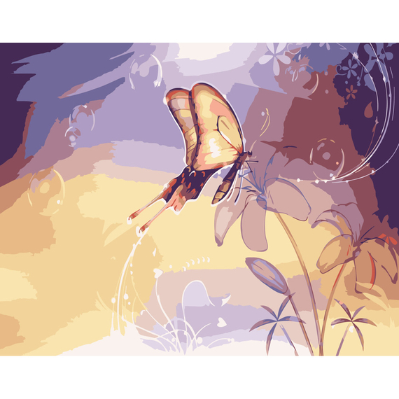 Картина за номерами Strateg ПРЕМІУМ Абстракція з метеликом розміром 40х50 см (DY142)