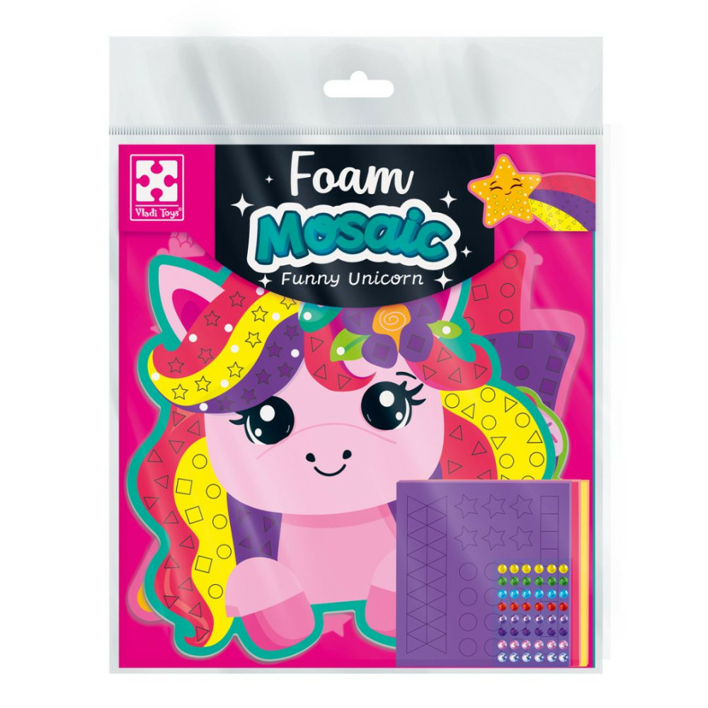 Фото, Видеообзоры набір для творчості vladi toys зі м'якою мозаїкою та стразами «веселий єдиноріг» vt4511-20