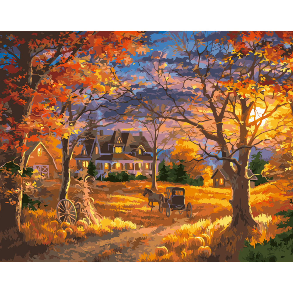 Фото, Відеоогляди картина за номерами strateg преміум осінній вечір з лаком розміром 40х50 см va-2638