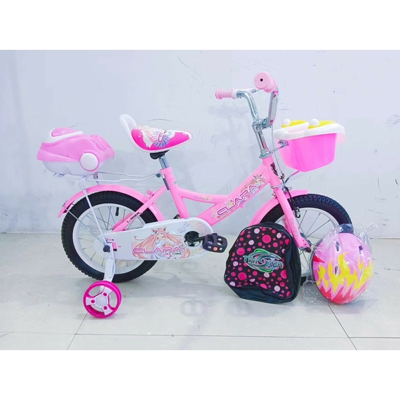 Дитячий двоколісний велосипед із кошиком та рюкзаком BX-199 14" рожевий