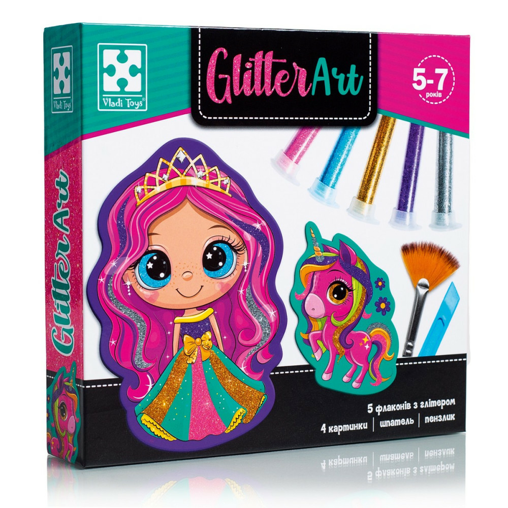 Фото, Видеообзоры набір для творчості з глітером «glitter art. казкові принцеси» vladi toys vt4501-10