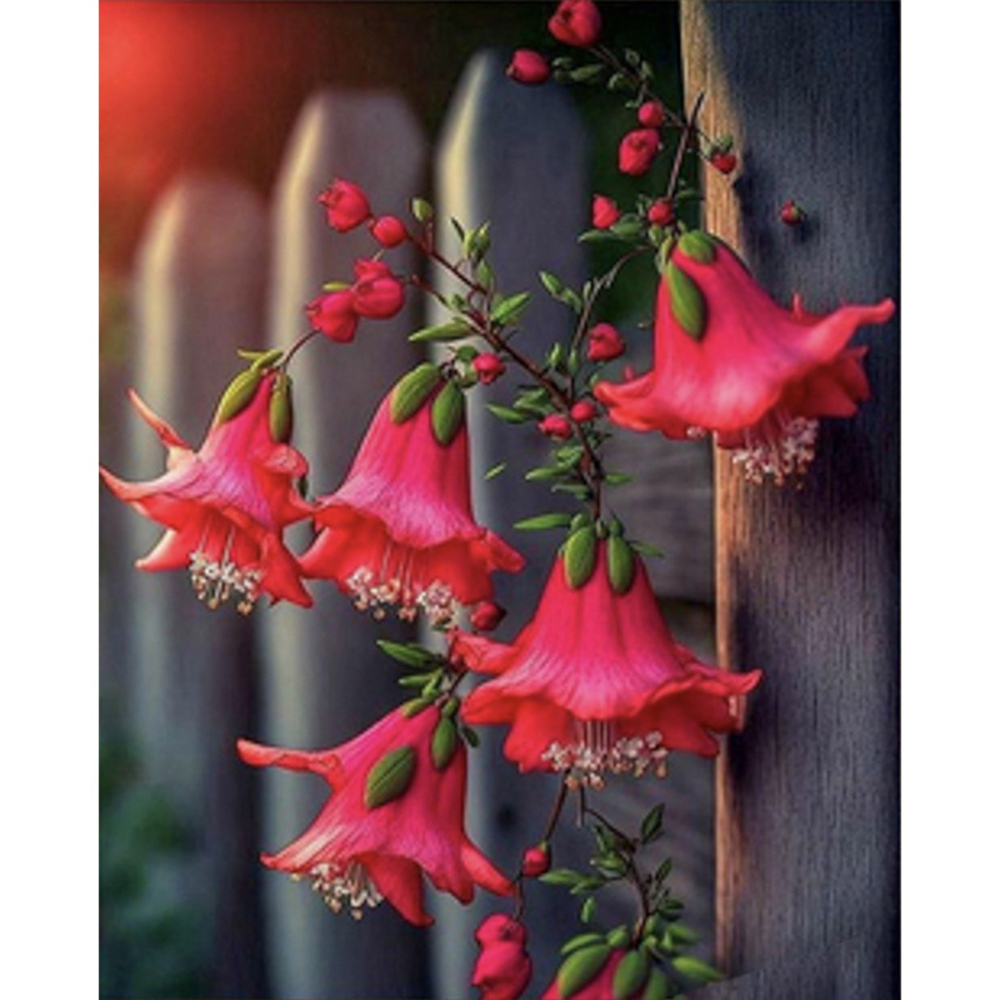 Фото, Відеоогляди алмазна мозаїка strateg преміум квіти фуксії розміром 40х50 см  (sk85985)