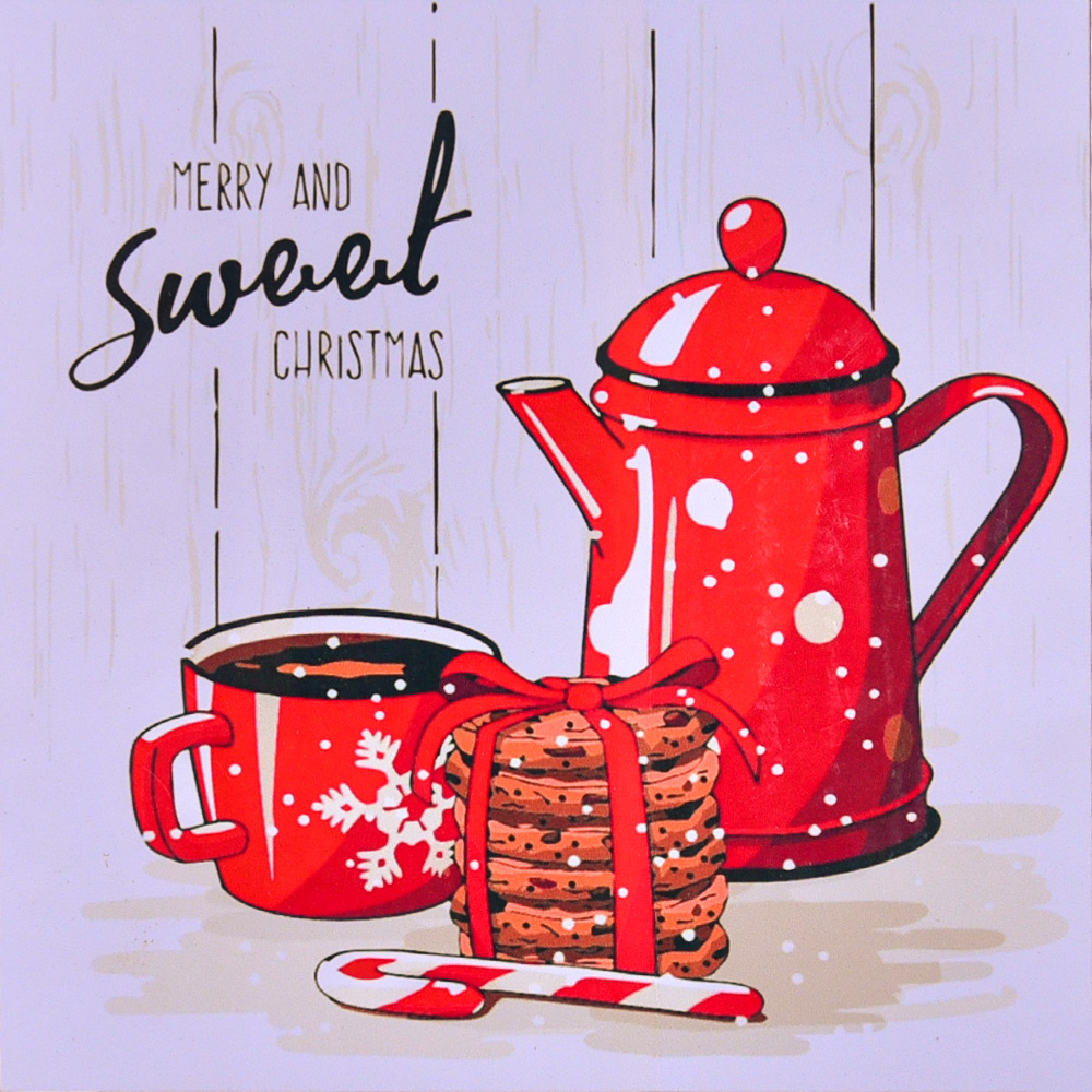 Фото, Відеоогляди картина за номерами strateg преміум новорічне чаювання з лаком та з рівнем розміром  40х40 см(sk053)