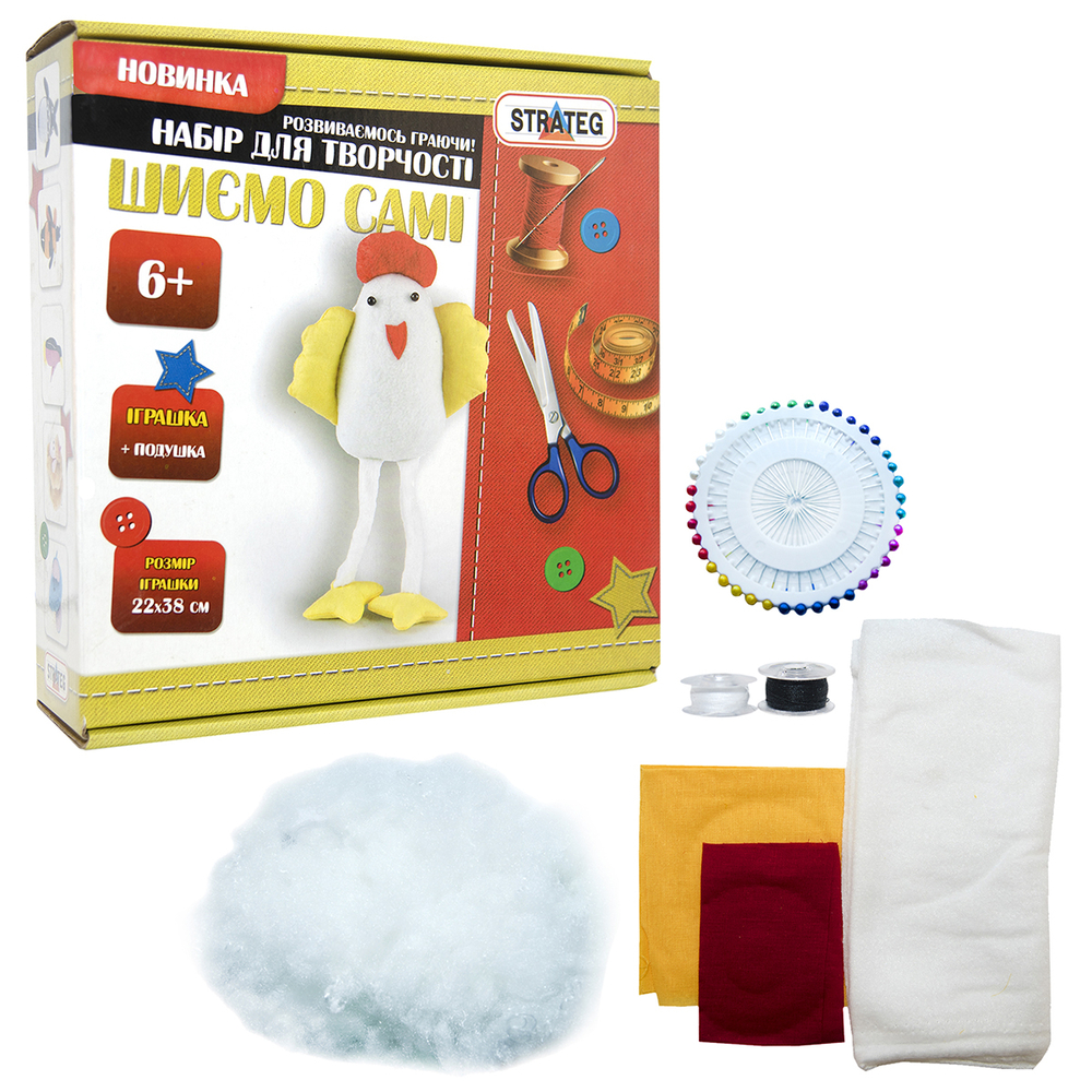 Фото, Відеоогляди набір для творчості strateg шиємо самі курча українською мовою (і-09)