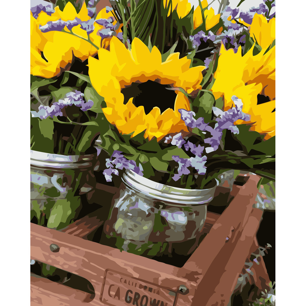 Фото, Видеообзоры картина за номерами strateg преміум соняхи в банці з лаком розміром 40х50 см (va-3423)