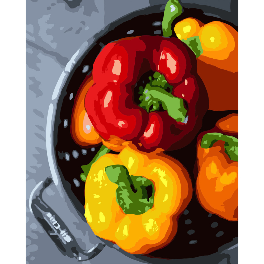 Фото, Видеообзоры картина за номерами strateg преміум паприка з лаком розміром 40х50 см va-3751