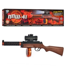 Автомат 06914 A (24шт)59см,звук,свет,крут магазин,двиг дуло,фонарь,на бат-ке,в кор-ке,59-16-6см