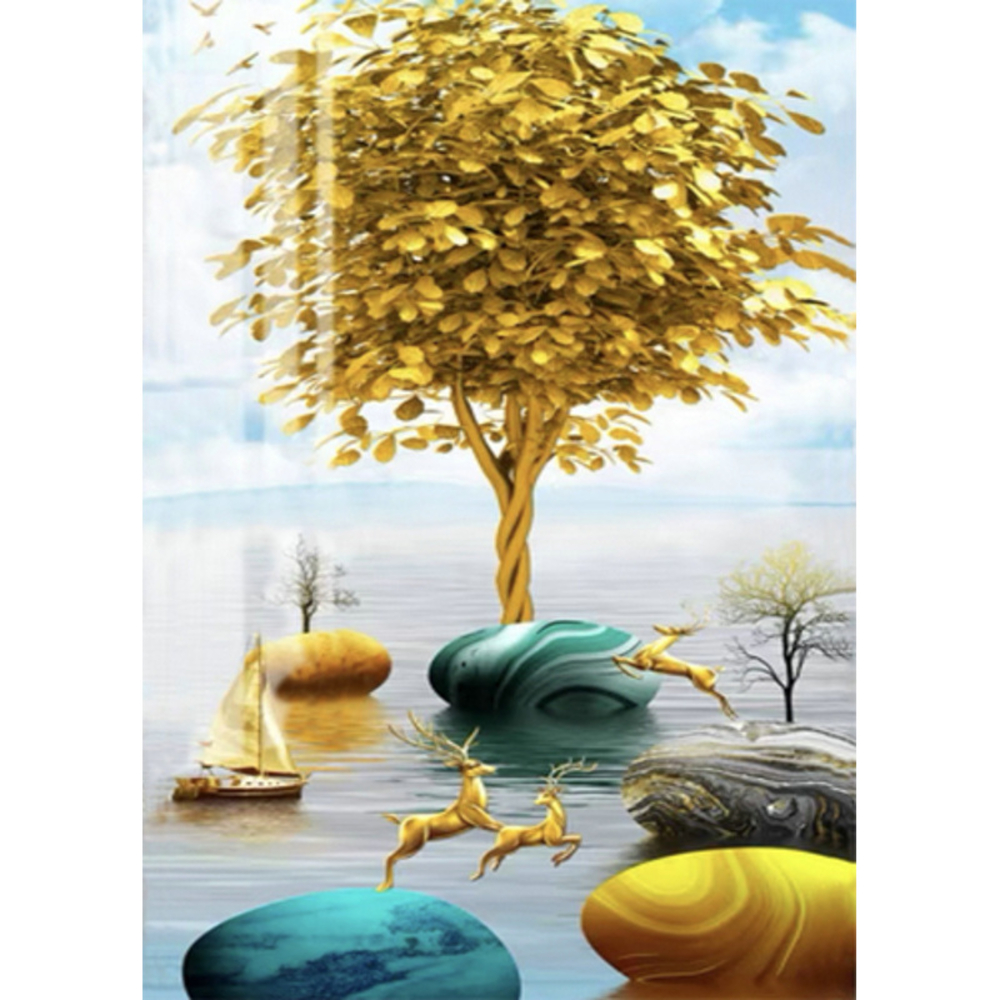 Фото, Видеообзоры алмазна мозаїка strateg преміум золоті оленята без підрамника розміром 30х40 см  (jsdf82148)