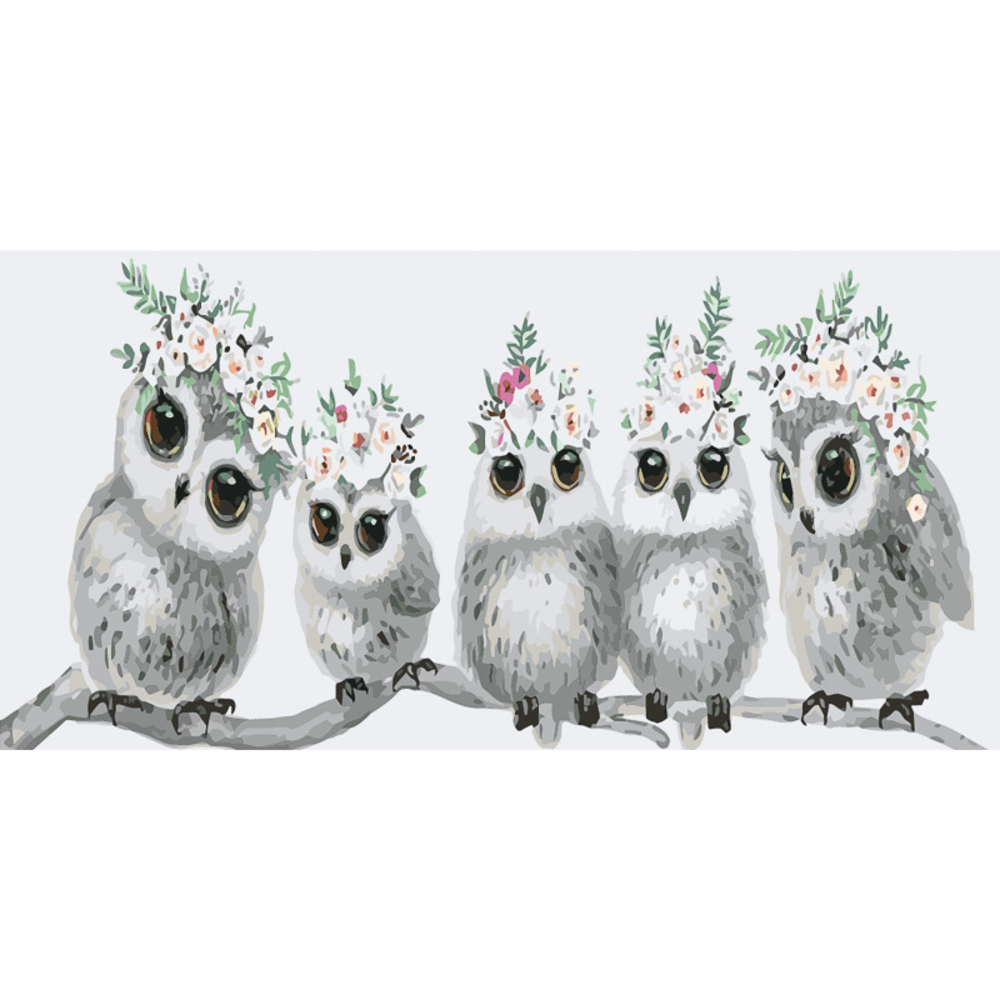 Фото, Видеообзоры картина за номерами strateg преміум сови у віночках strateg розміром 50х25 см (ww044)