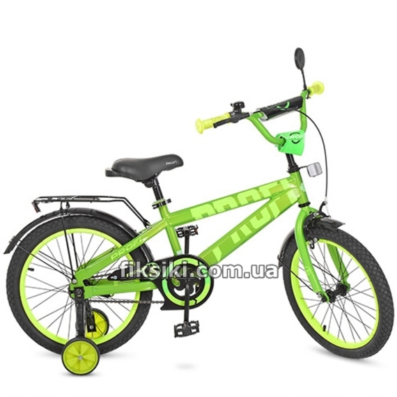 Велосипед дитячий PROF1 18д. T18173 (1шт) Flash,салатовый,звонок,доп.колеса